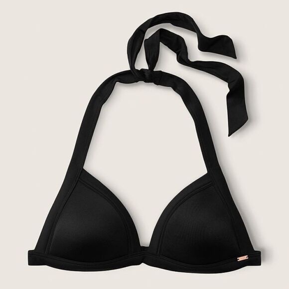 Victoria’s Secret Pink Swim Push Up Triangle Padded Bra Bikini Top Black XXL - Picture 2 of 8